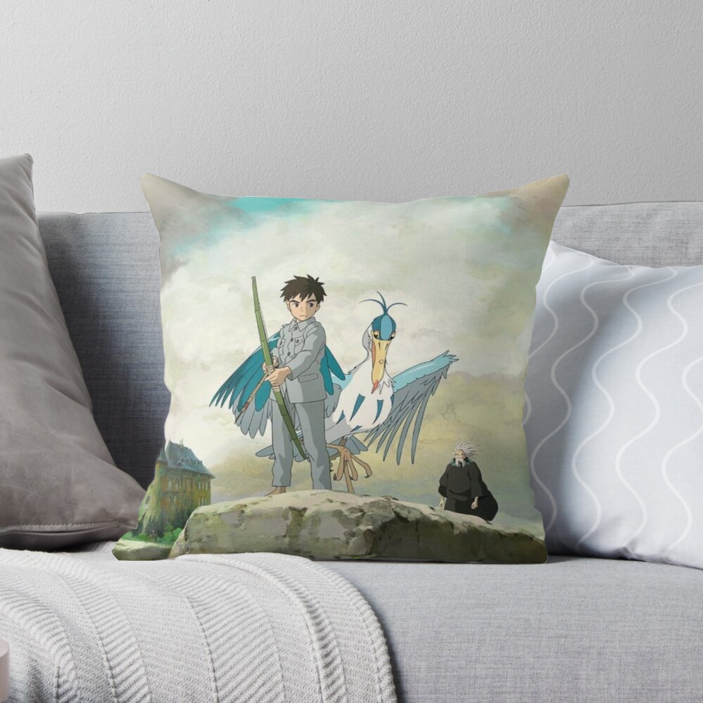 The Boy And The Heron Miyazaki Inspiration Throw Pillow