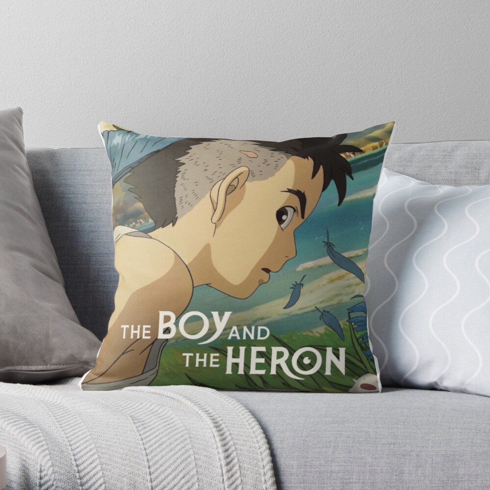 Graphic From The Boy And The Heron Throw Pillow
