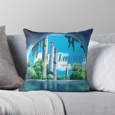 Laputa Castle In The Sky Hidden Landscape Throw Pillow