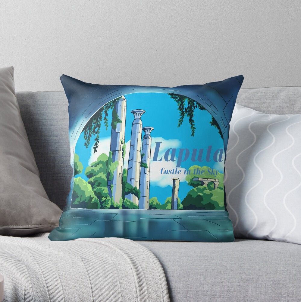 Laputa Castle In The Sky Hidden Landscape Throw Pillow