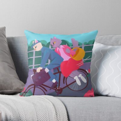 Cats And A Poppy Hill Throw Pillow