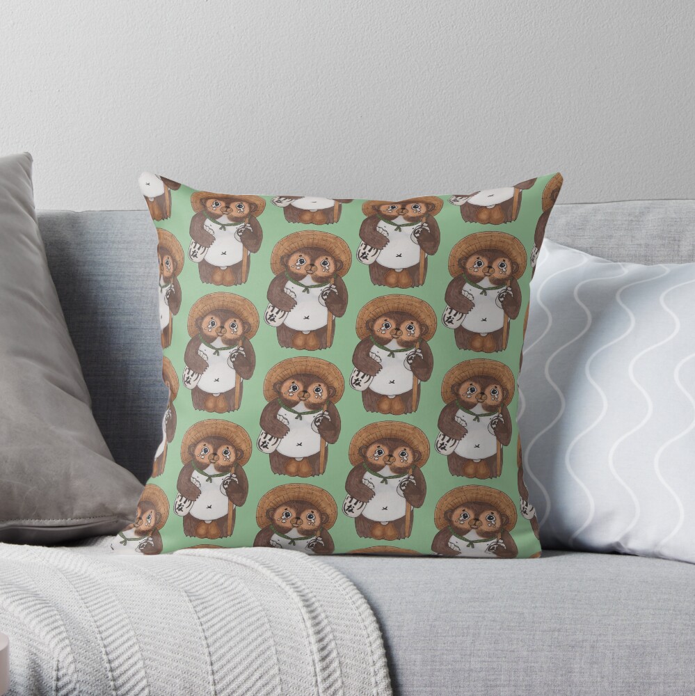 Tanuki With Balls Throw Pillow