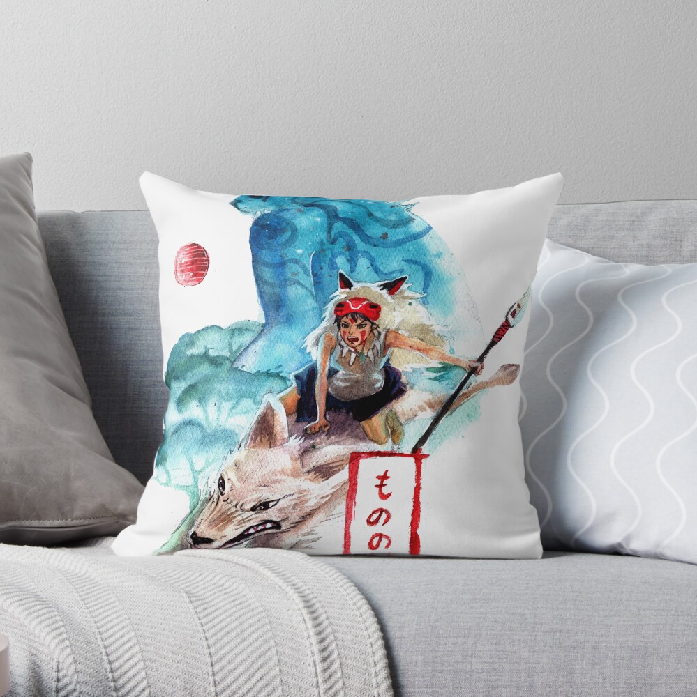 Princess Mononoke Fanart Throw Pillow