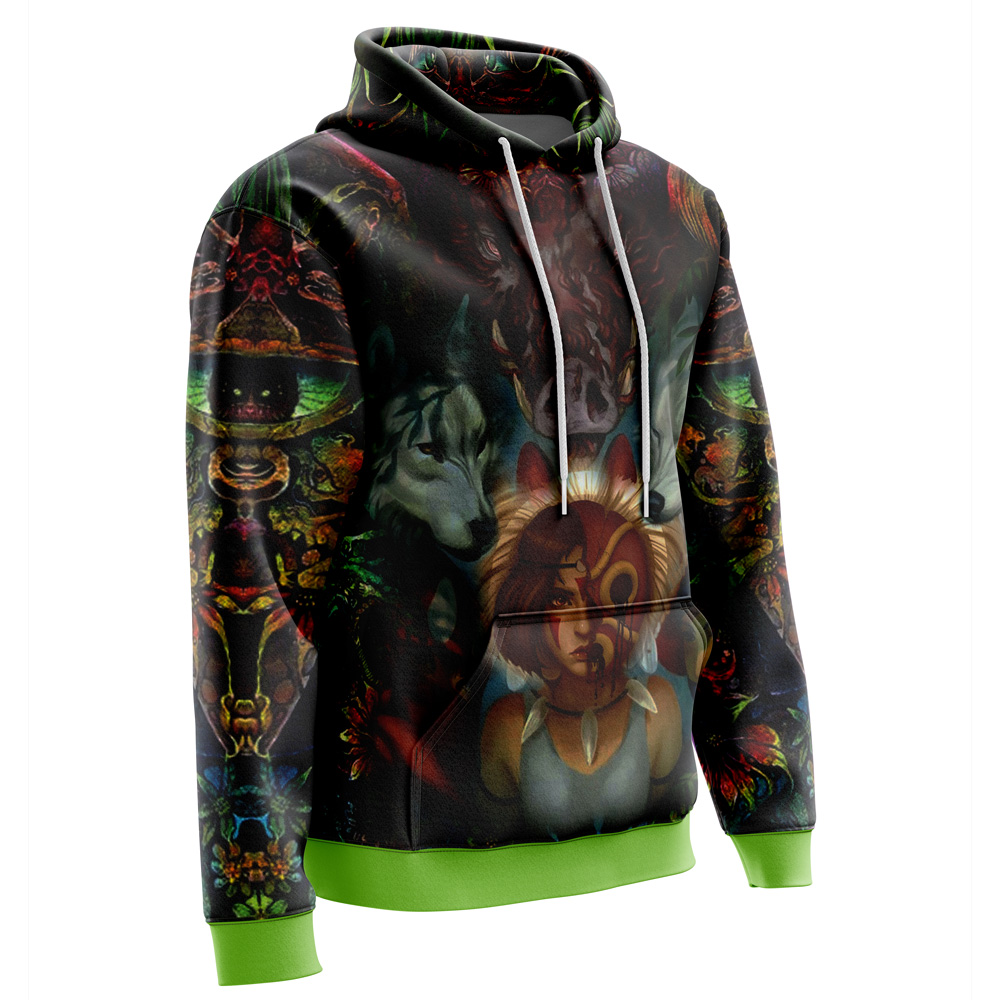 Studio Ghibli Princess Mononoke Dark 3D Hoodie - Image 2