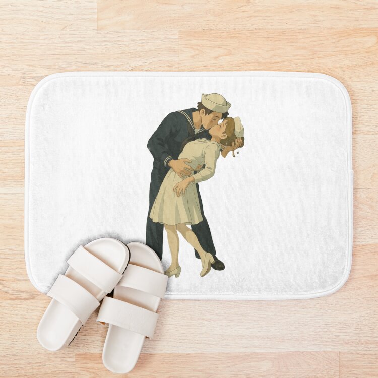 V J Day In Times Square Ghibli Bath Mat - Image 3