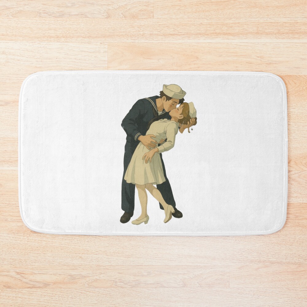 V J Day In Times Square Ghibli Bath Mat
