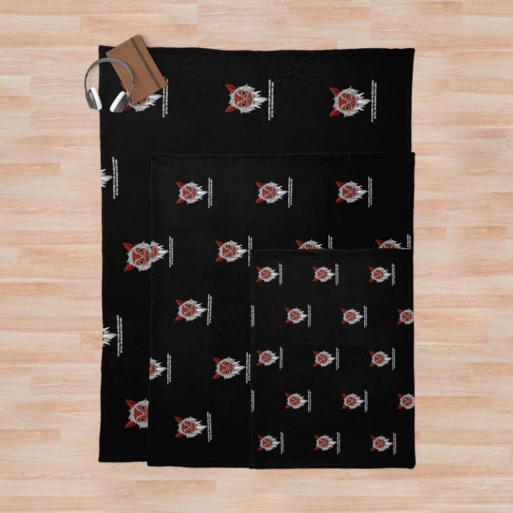 Studio Ghibli Princess Mononoke Quote Graphic Throw Blanket - Image 3