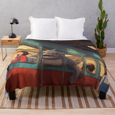 Studio Ghibli Spirited Away Train Travel Scene Throw Blanket
