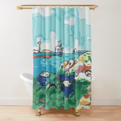 Sousuke Finds Ponyo Shower Curtain