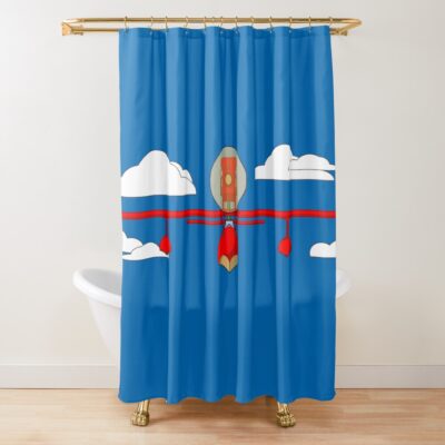 Crimson Pig Red Plane Shower Curtain