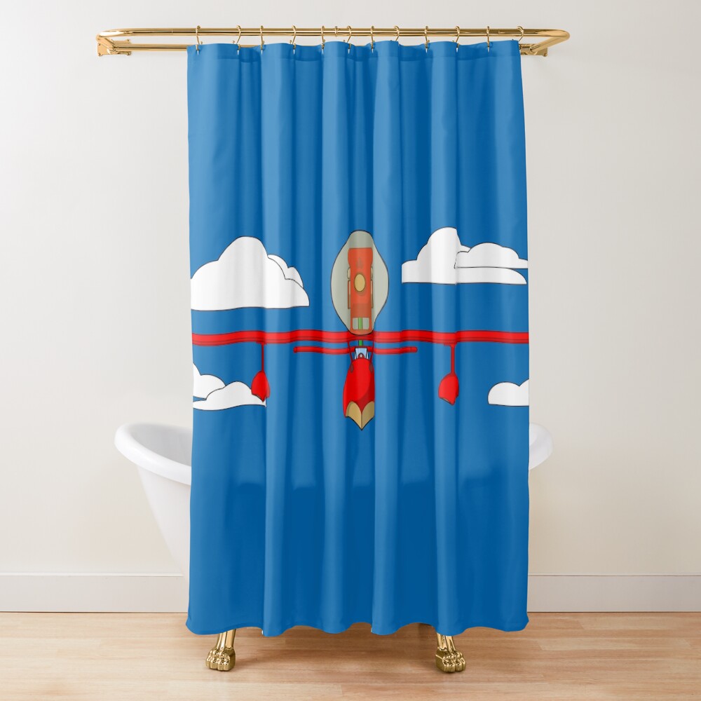 Crimson Pig Red Plane Shower Curtain