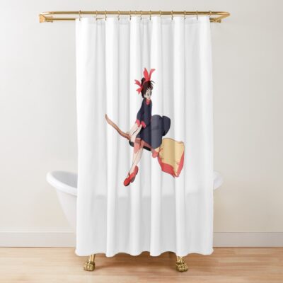 Anime Witch Girl Riding A Broomstick Shower Curtain