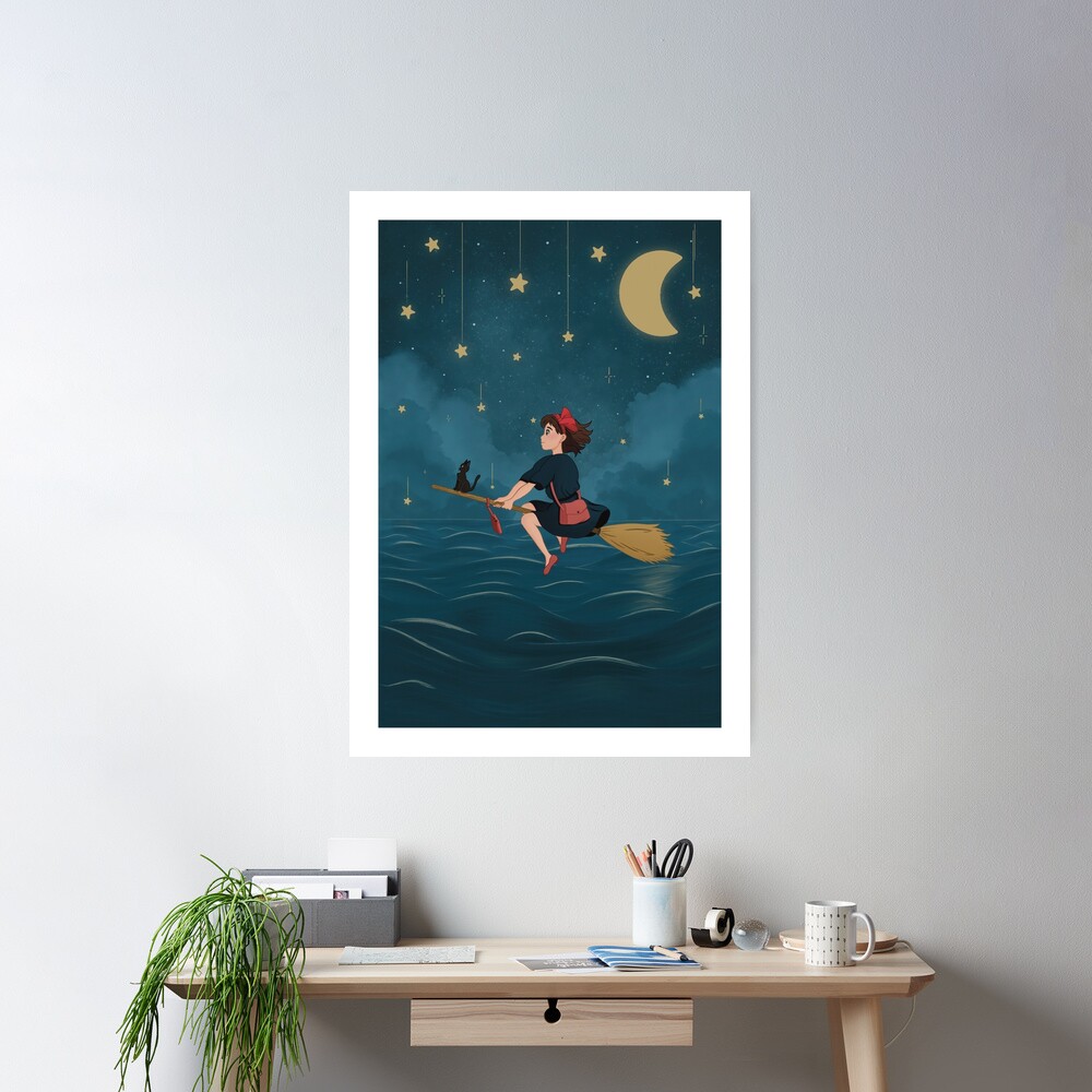 Kiki Delivery Service Night Flight Over The Sea Studio Ghibli Poster - Image 2