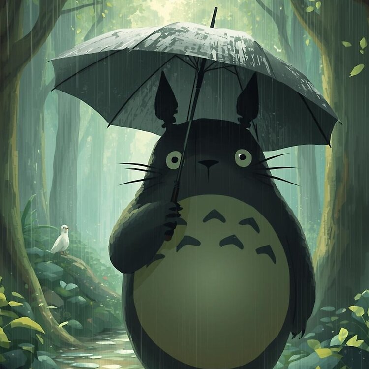 Totoro With Umbrella Art Tote Bag - Image 2