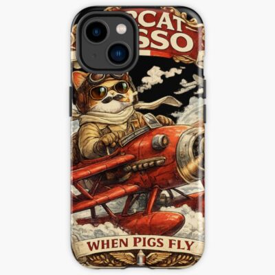 Prcat Rosso When Pigs Fly Italian Pilot Cat Parody Iphone Case