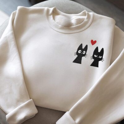 Jiji Black Cat Love Embroidered Clothing