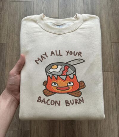 Calcifer Bacon Burn Embroidered Clothing