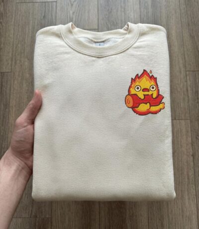 Calcifer Vintage Chest Embroidered Clothing