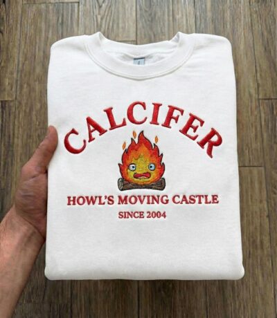 Vintage Calcifer Anime Embroidered Clothing