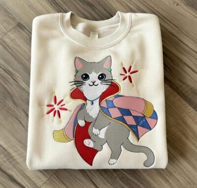 Wizard Cat Inspired Anime Embroidered Clothing