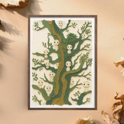 Kodama Studio Ghibli Anime Retro Wall Art