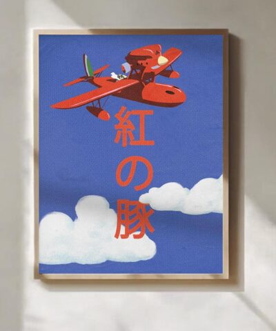 Porco Rosso Poster Red Seaplane Poster Vintage Anime Style Wall Art