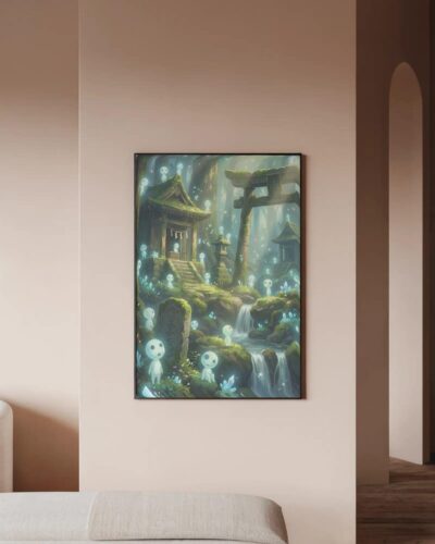 Kodama Aesthetic Ghibli Forest Spirits Poster Wall Art