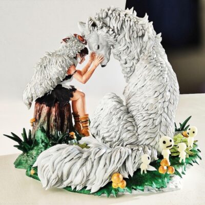 Princess Mononoke San and Wolf 3D Figure