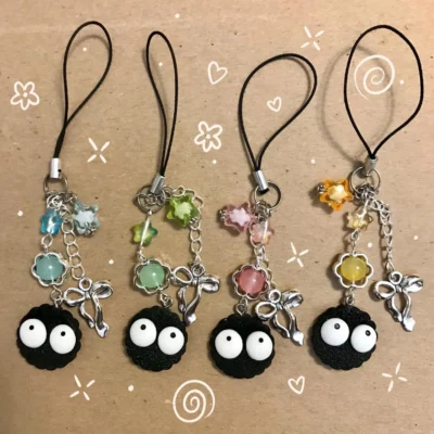 Handmade Beaded Soot Sprite Charm Keychain