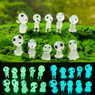 10Pcs Mini Kodama Glow in the Dark Figure