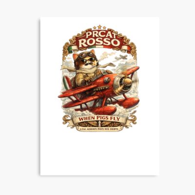 Prcat Rosso When Pigs Fly Italian Pilot Cat Parody Poster