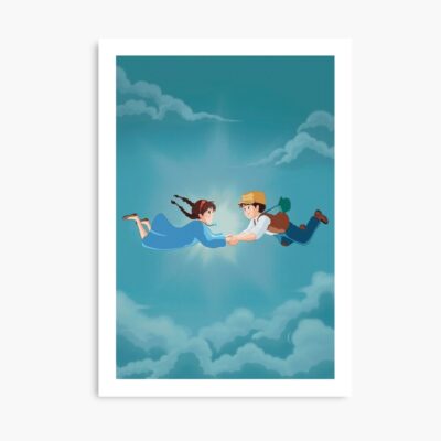 Castle In The Sky Sheeta And Pazu Falling Ghibli Poster