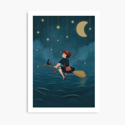 Kiki Delivery Service Night Flight Over The Sea Studio Ghibli Poster