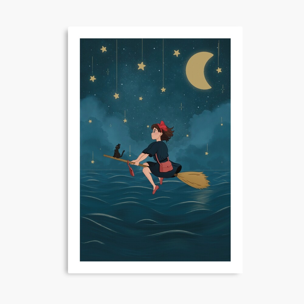 Kiki Delivery Service Night Flight Over The Sea Studio Ghibli Poster