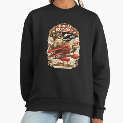 Prcat Rosso When Pigs Fly Italian Pilot Cat Parody Sweatshirt