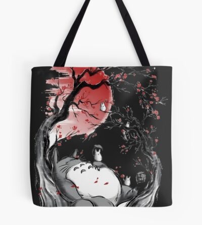 Totoro Art Red Moon Vintage Tote Bag