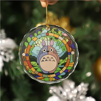 Cute Totoro Ghibli Stained Glass Ornament
