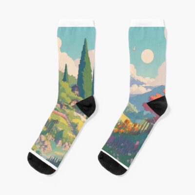 Studio Ghibli Landscape Socks
