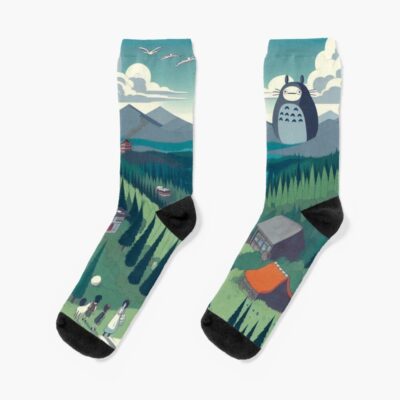 Studio Ghibli Landscape Socks