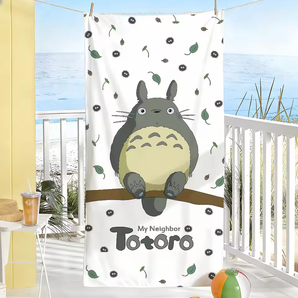 Cute Totoro On Branch Beach Towel