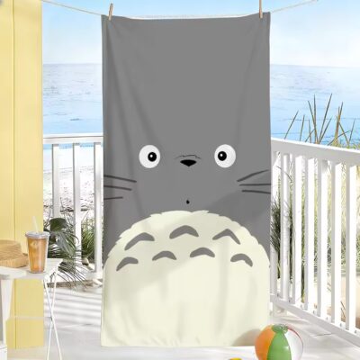 Minimalist Totoro Face Beach Towel